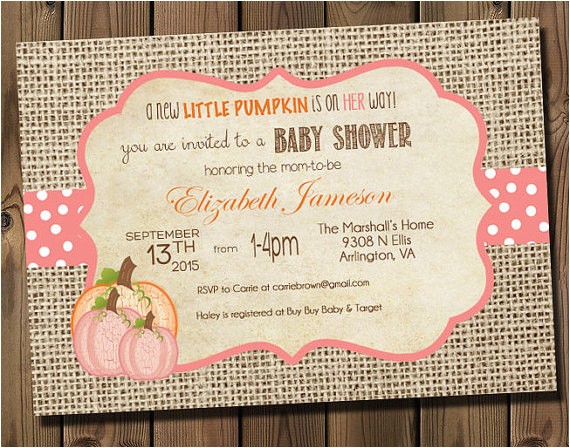 Girl Pumpkin Baby Shower Invitations Pink Little Pumpkin Girl Baby Shower Invitations Diy