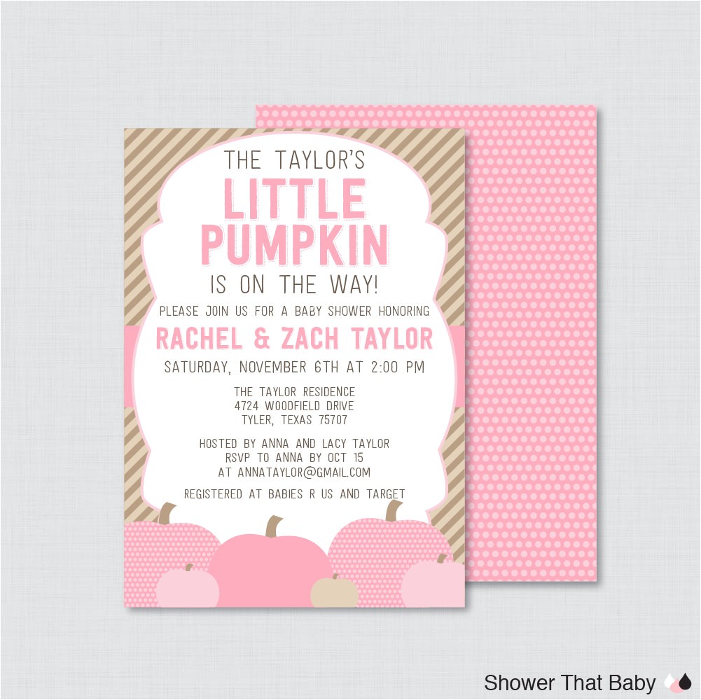 Girl Pumpkin Baby Shower Invitations Template Pumpkin Baby Shower Invitations