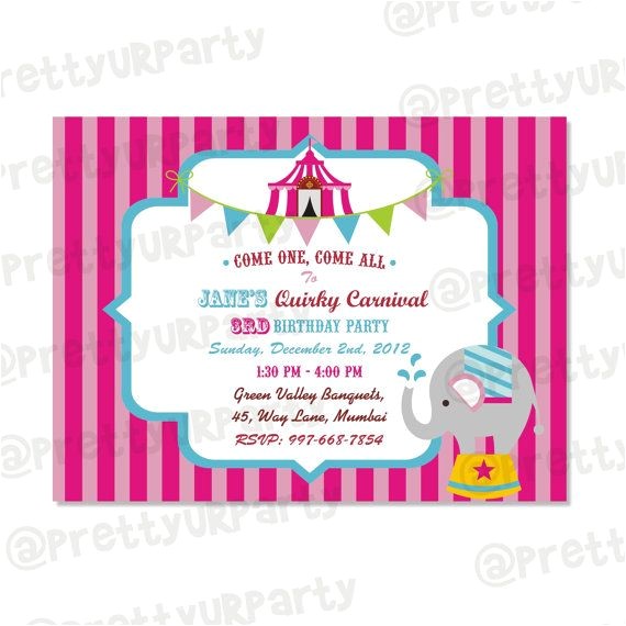 Girly Birthday Invitations Free Printable Girl Carnival Party Invites Custom Printable Birthday