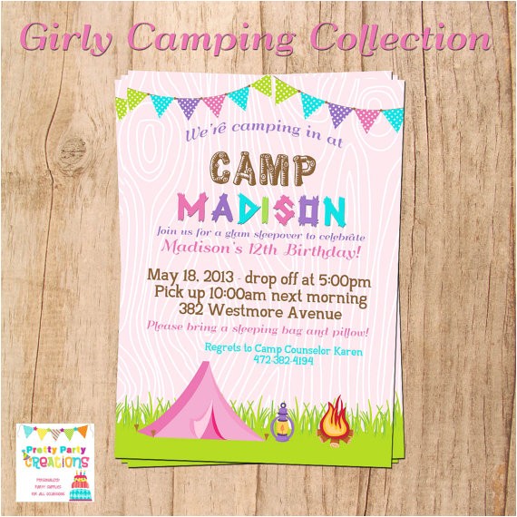 Girly Birthday Invitations Free Printable Girly Camping Invitation Birthday Sleepover You Print