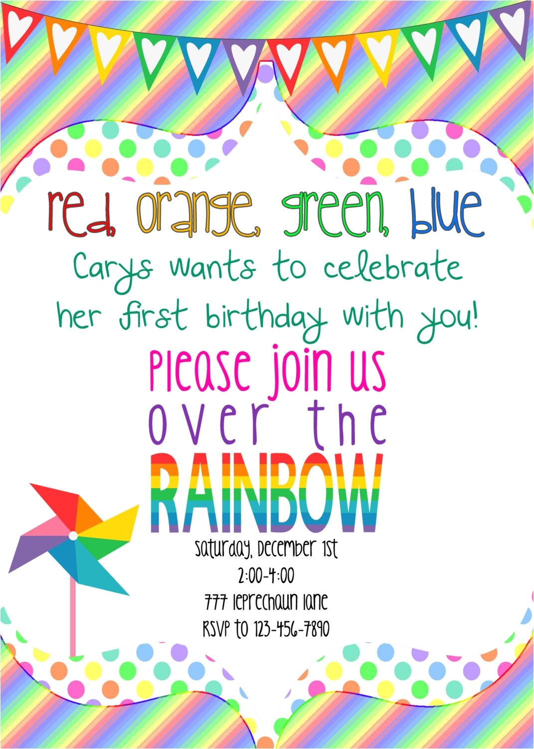 Girly Birthday Invitations Free Printable Girly Rainbow Birthday Invitation Printable 5×7 $10