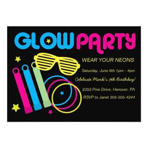 Glow In the Dark Party Invitations Free Glow In Dark Birthday Party Invitations 5 Quot X 7 Quot Invitation