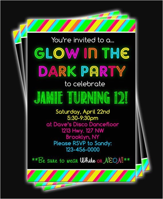 Glow In the Dark Party Invitations Free Glow In the Dark Neon Birthday Party Printable Invitation