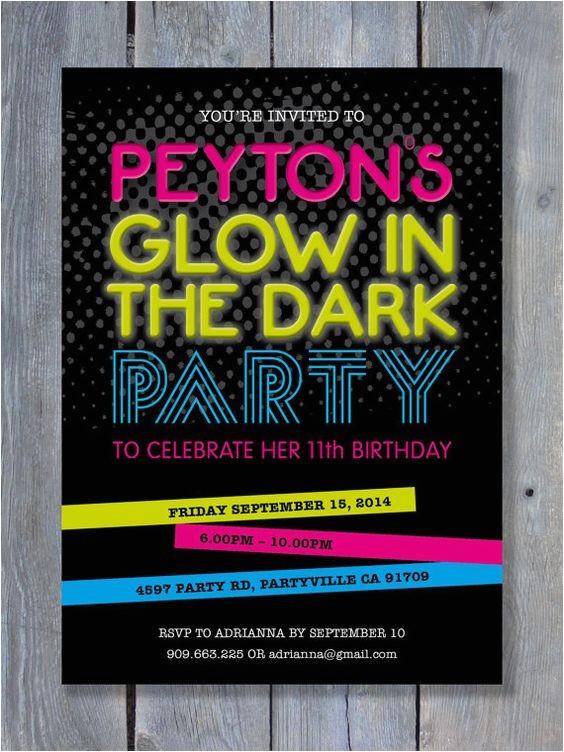 Glow In the Dark Party Invitations Free Glow In the Dark Party Invitation for Birthday Black