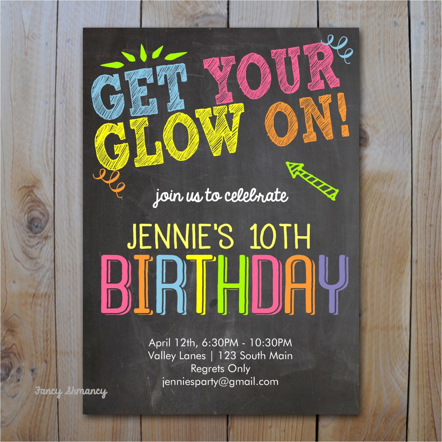 Glow In the Dark Party Invitations Free Neon Birthday Invitation Get Your Glow On Glow In the