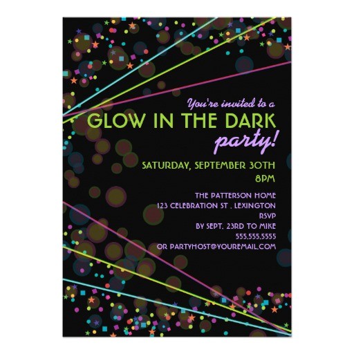 Glow In the Dark Party Invitations Free Neon Lights Glow In the Dark Party Invitation 13 Cm X 18
