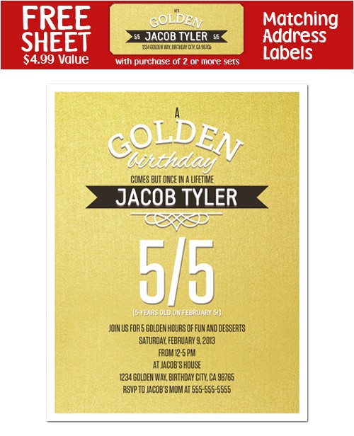 Golden Birthday Invitations Kids 8 Golden Birthday Party Personalized Invitations