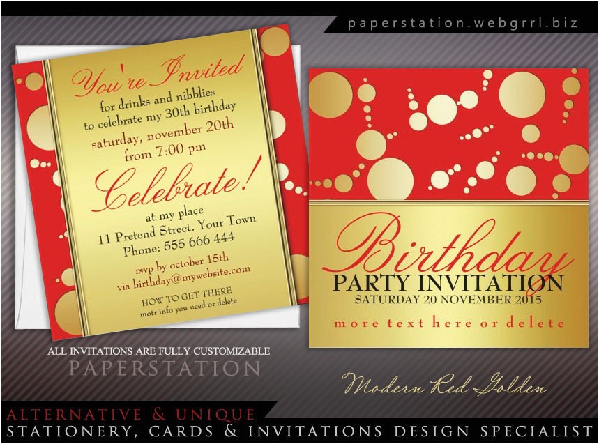 Golden Birthday Invitations Kids Customizable Invitations