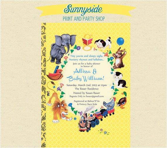 Golden Book Baby Shower Invitations Baby Shower Nursery Rhyme Storybook Book Baby Shower