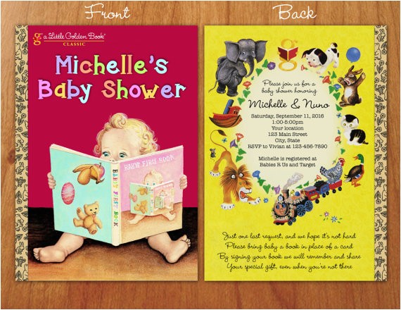 Golden Book Baby Shower Invitations Little Golden Book Inspired Baby Shower by thepurplemonkeyshop