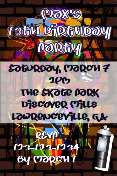 Graffiti Birthday Invitations Free Graffiti Invitations Personalized Party Invites