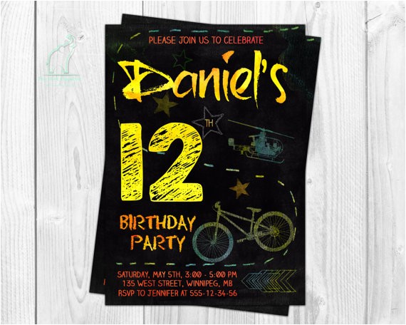Graffiti Birthday Invitations Free Teen Boy Birthday Invitation Chalk by themintelephantprint