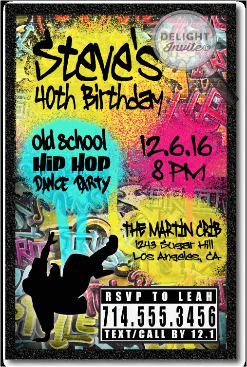 Graffiti Birthday Party Invitations 90s Hip Hop Graffiti Birthday Invitations [di 464