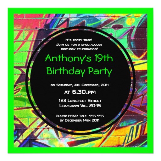 Graffiti themed Birthday Invitations Graffiti Birthday Invitation