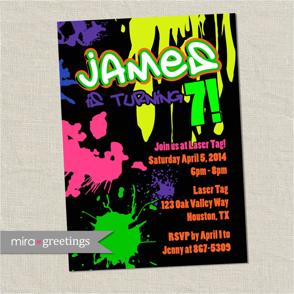 Graffiti themed Birthday Invitations Graffiti Birthday Party Invite 80s Birthday by Miragreetings