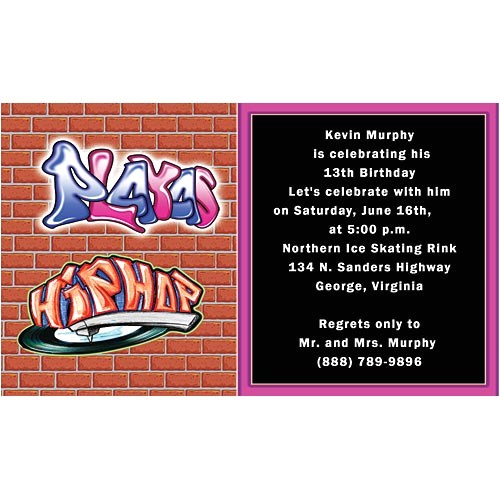 Graffiti themed Birthday Invitations Nightclub themed Party Ideas