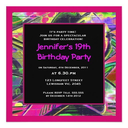 Graffiti themed Birthday Invitations Women Graffiti Birthday Invitation
