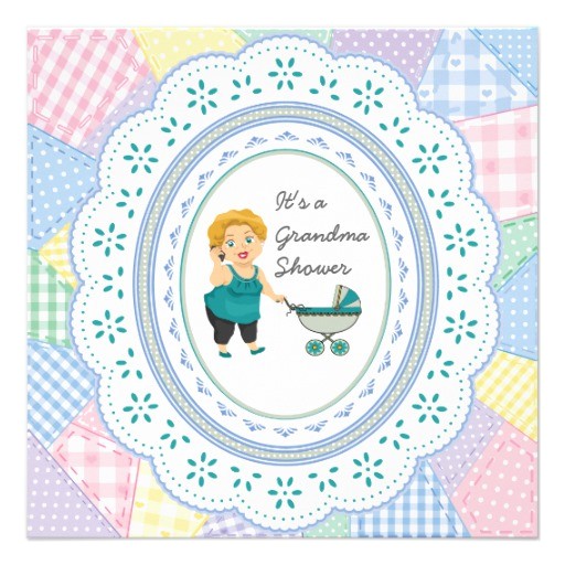 Grandma Baby Shower Invitations Pastel Quilt Grandma Baby Shower 5 25×5 25 Square Paper