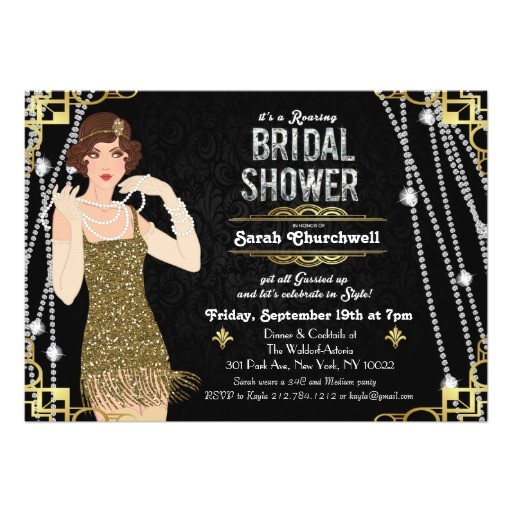 Great Gatsby themed Bridal Shower Invitations Great Gatsby Art Deco Bridal Shower Invitation