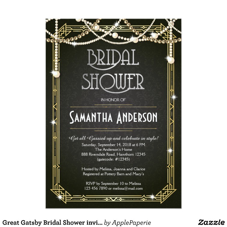 Great Gatsby themed Bridal Shower Invitations Great Gatsby Bridal Shower Invitation Art Deco