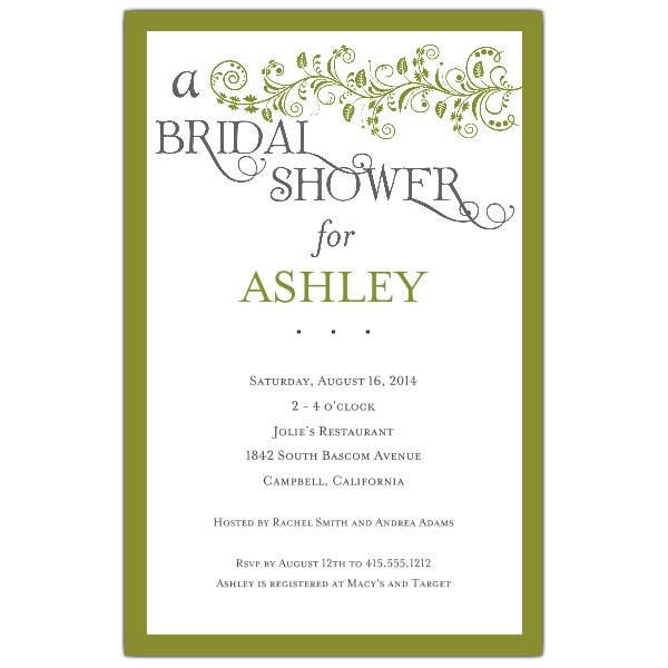 Green Bridal Shower Invitation Wording Bridal Shower Invitations Bridal Shower Invitations Green