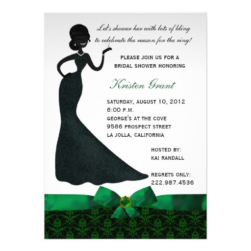 Green Bridal Shower Invitation Wording Emerald Green Damask Bridal Shower Invitation 5" X 7