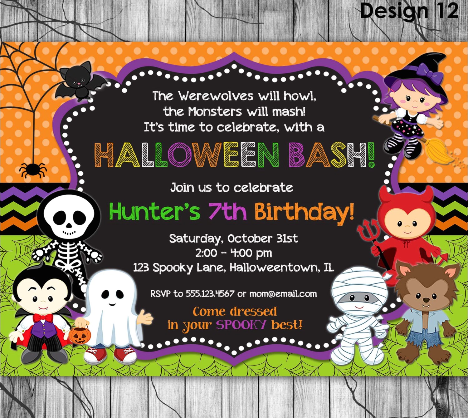 Halloween Birthday Party Custom Invitations Halloween Birthday Invitation Printable Kids Halloween Party