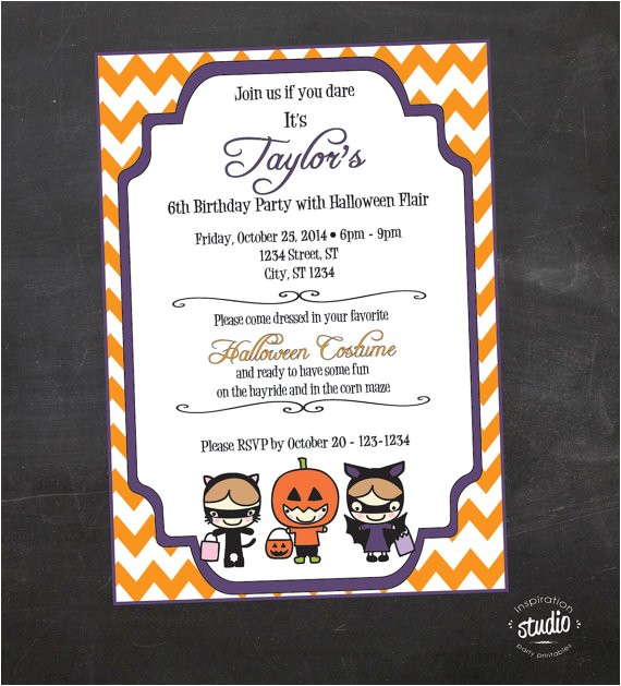 Halloween Birthday Party Custom Invitations Halloween Birthday Party Custom Printable Invitation by