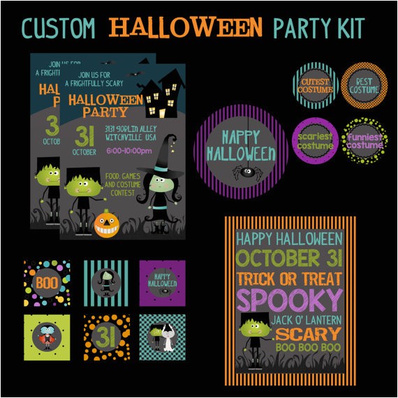 Halloween Birthday Party Custom Invitations Halloween Party Printable Kit Halloween Party Birthday