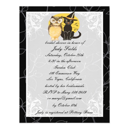 Halloween Bridal Shower Invitations Cat & Owl Halloween Bridal Shower Invitation 4 25" X 5 5