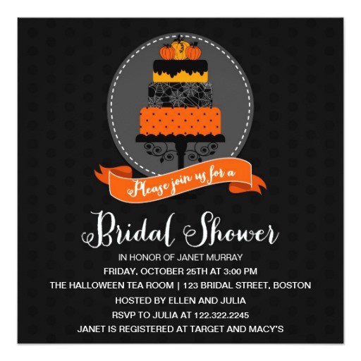 Halloween Bridal Shower Invitations Elegant Halloween Cake Bridal Shower Invitation