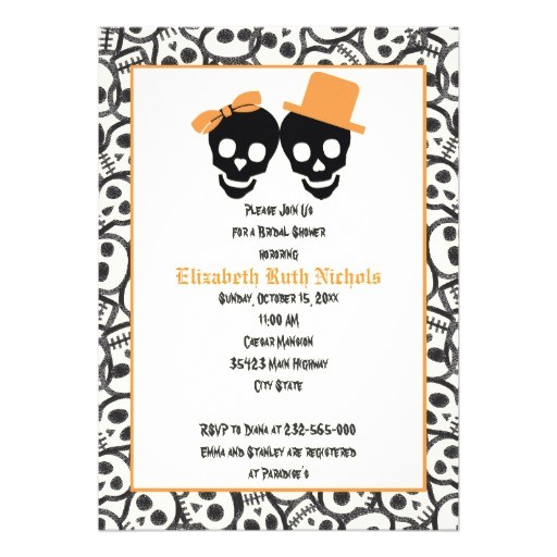 Halloween Bridal Shower Invitations Elegant Skulls Halloween Wedding Bridal Shower 5×7 Paper