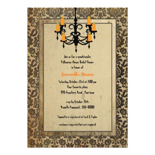 Halloween Bridal Shower Invitations Halloween Damask and Chandelier Bridal Shower 5×7 Paper