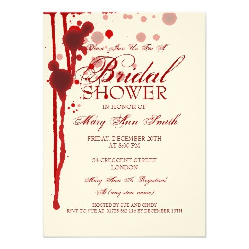Halloween Bridal Shower Invitations Vampire Halloween Bridal Shower Fake Blood Red Invitations