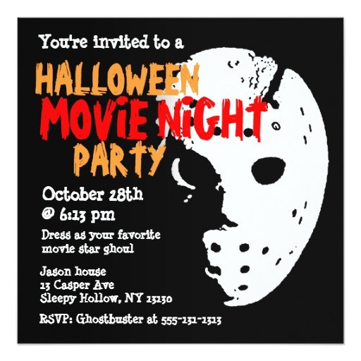 Halloween Movie Party Invitations Halloween Party Invitation Movie Night Mask