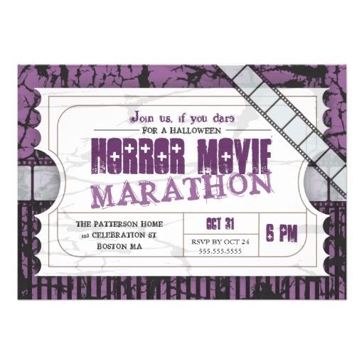 Halloween Movie Party Invitations Movie Ticket Halloween Horror Movie Party 5×7 Paper