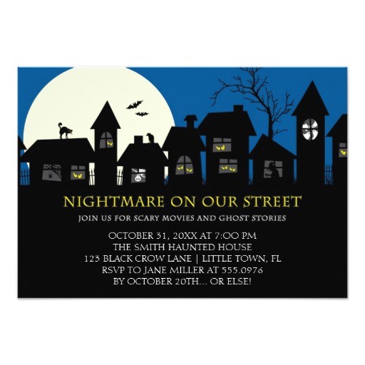 Halloween Movie Party Invitations Scary Movie Halloween Party 3 5×5 Paper Invitation Card