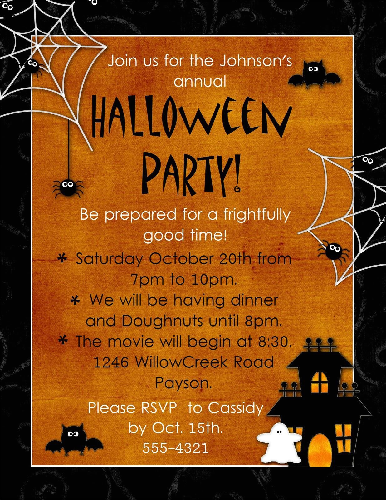 Halloween Party Invite Template Free Halloween Party Invitation Wording