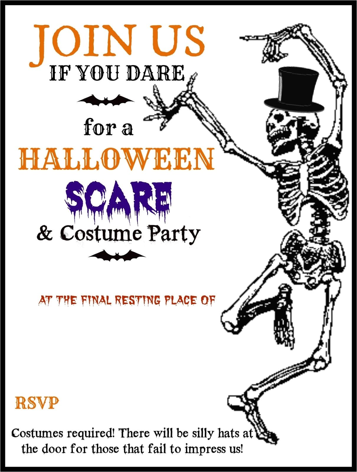 Halloween Party Invite Template Free Halloween Printable Skeleton Invite Diy Halloween