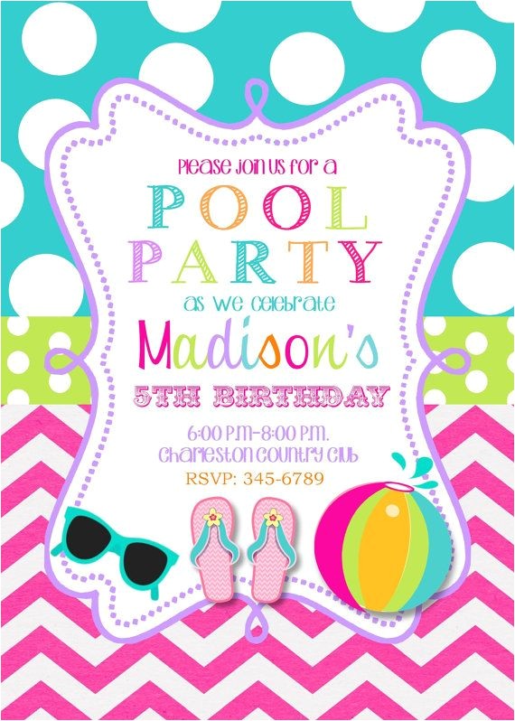 Handmade Pool Party Invitation Ideas 15 Pool Party Birthday Party Invitations with Envelopes