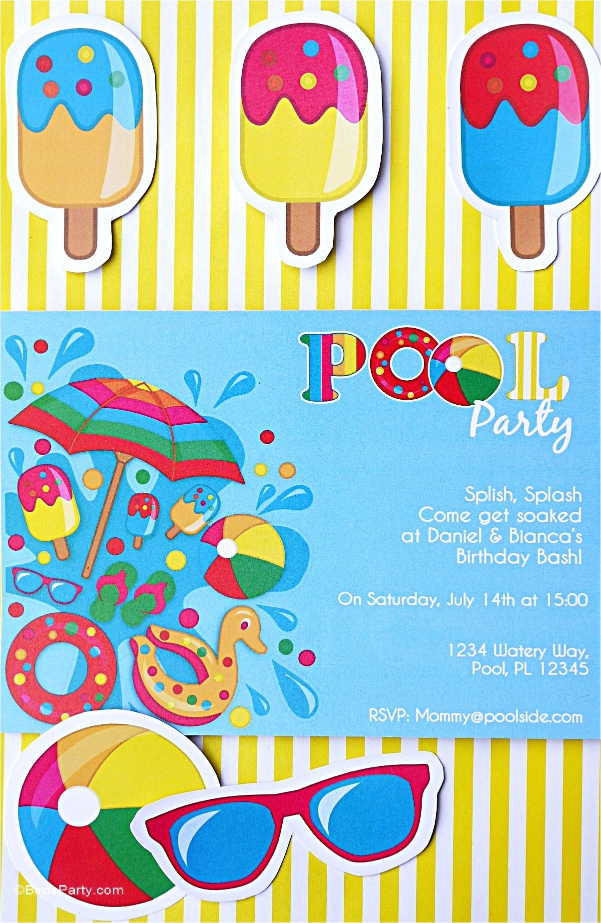 Handmade Pool Party Invitation Ideas Pool Party Ideas & Kids Summer Printables