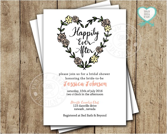 Happily Ever after Bridal Shower Invitations Happily Ever after Bridal Shower Invitation