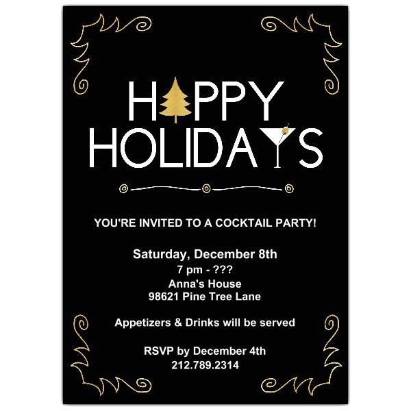 Happy Holidays Party Invitation Happy Holidays Cocktail Party Invitations Paperstyle