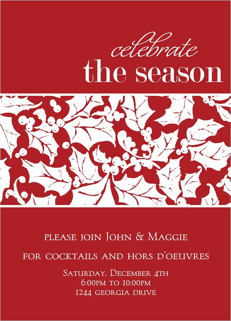 Happy Holidays Party Invitation Happy Holly Celebrations Holiday Party Invitations From