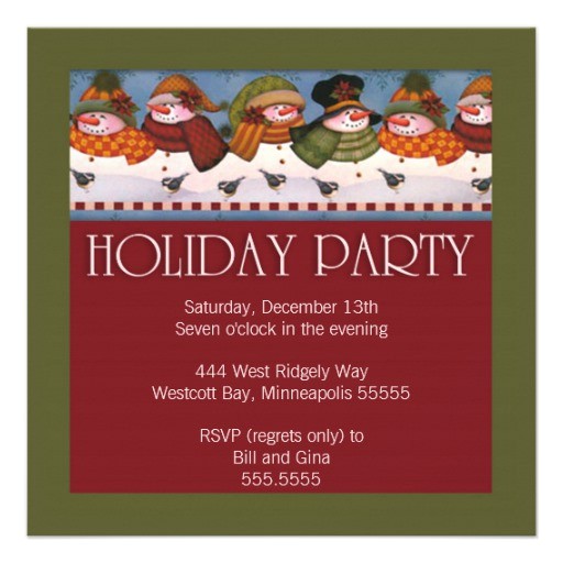 Happy Holidays Party Invitation Vintage Snowman Happy Holiday Christmas Party Personalized