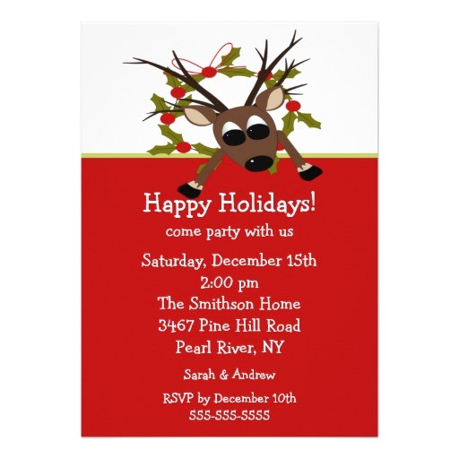 Happy Holidays Party Invitation Wacky Reindeer Happy Holiday Party Invitation 5 Quot X 7