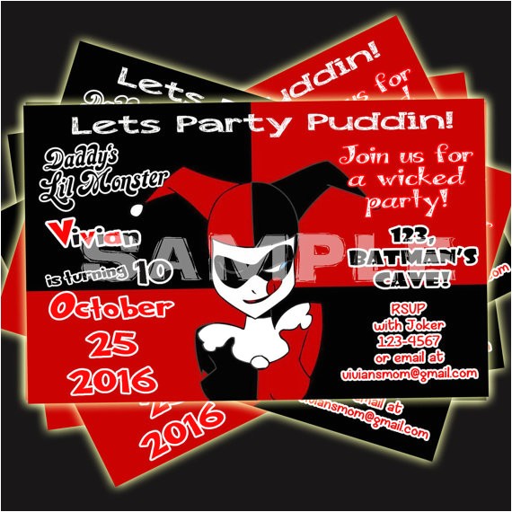 Harley Quinn Birthday Party Invitations Items Similar to Harley Quinn Invitation Birthday Harley Quinn Birthday Party Invitations Items Similar to Harley Quinn Invitation Birthday