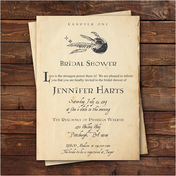 Harry Potter themed Bridal Shower Invitations Harry Potter Bridal Shower Invitation Harry Potter Baby