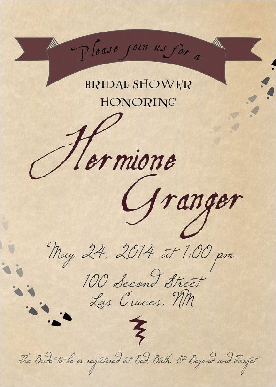 Harry Potter themed Bridal Shower Invitations Hey I Found This Really Awesome Etsy Listing at S