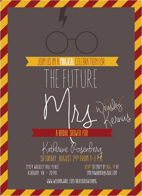 Harry Potter themed Bridal Shower Invitations Invitation Harry Potter themed Bridal Shower Baby Shower